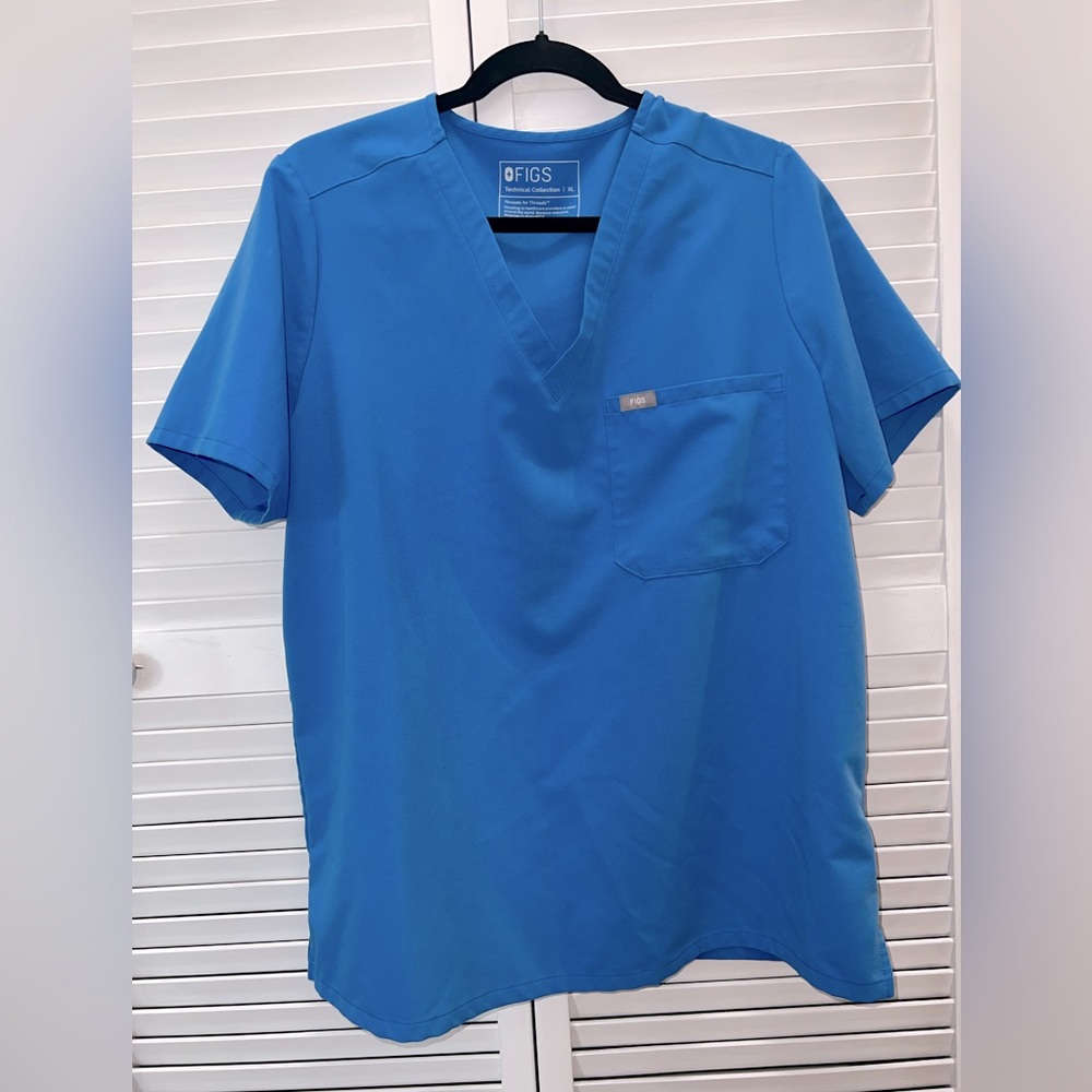 Figs Scrubs Catarina V-Neck Top, Size XL, Capri blue